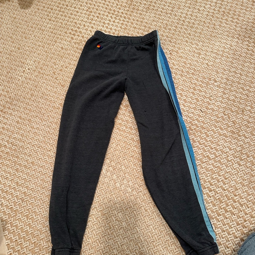 Aviator nation  Black and Blue Sweatpants - stripes down the side